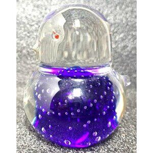 Kreiss Corporation Blue Blown Glass Bird Controlled Bubbles Handmade Paperweight